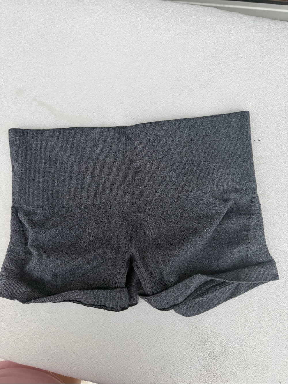 High-Waist Seamless Stretch Shorts in Charcoal Gray